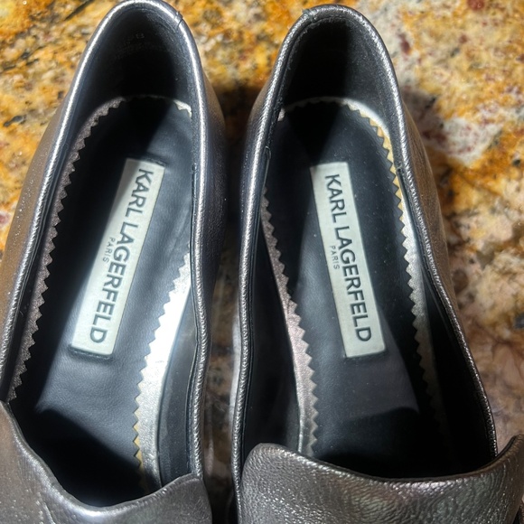 Karl Lagerfeld Paris Silver loafers with Chunky Diamond decor size 7 - Picture 5 of 7